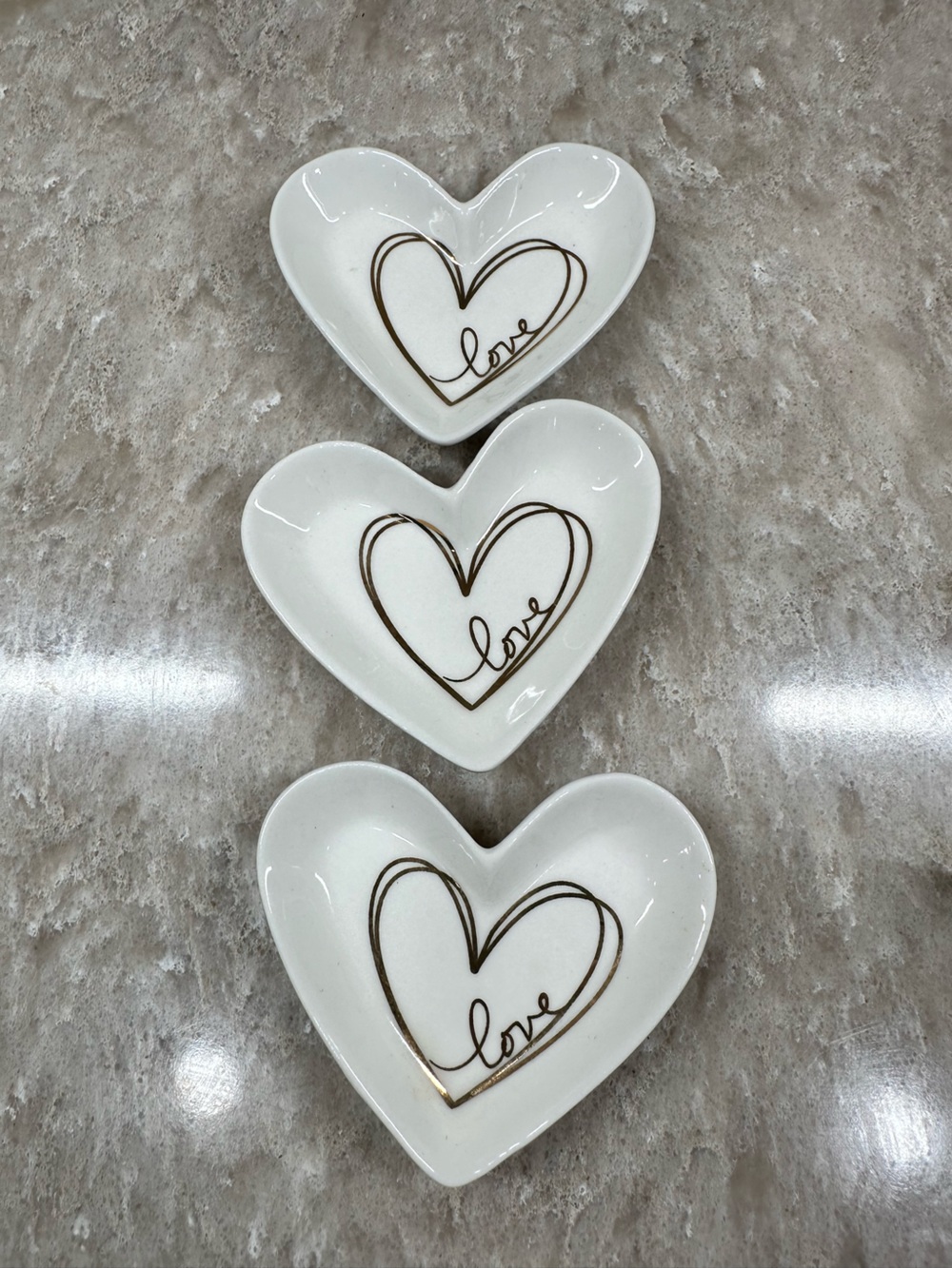 Kate Aspen Trinket Tray Valentine Love Heart Gold Lot of 3